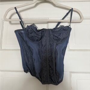 Urban Outfitters Lace Corset Top in Dark Gray